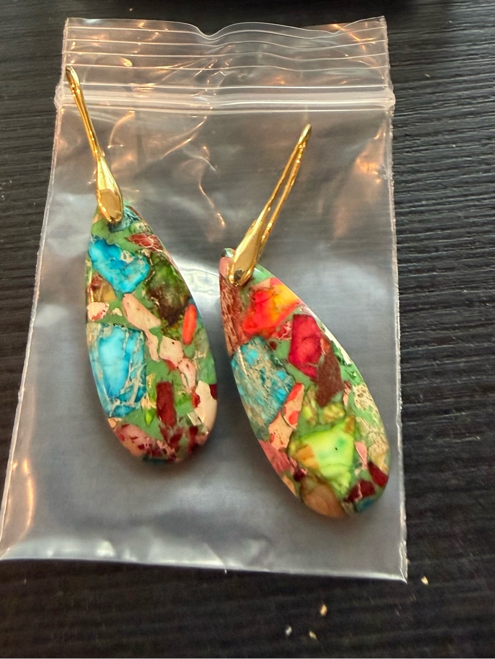 Gold-Accent Multicolor Teardrop Earrings